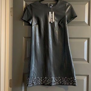 Black faux leather mini dress